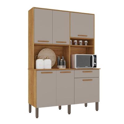 Armário Cozinha New Siena 5 Portas Abrir 1 Porta Basculate 1 Gaveta Salleto Cinamomo/off White