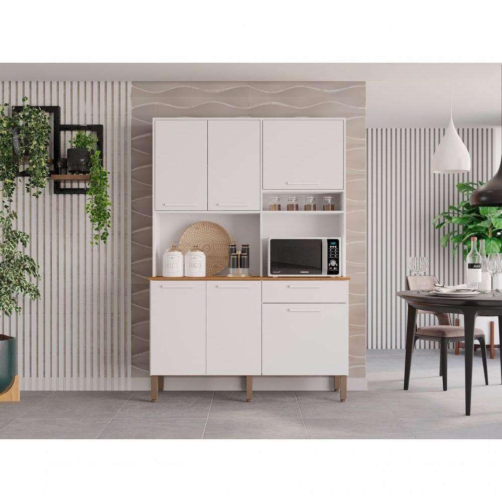 Armário Cozinha New Siena 5 Portas Abrir 1 Porta Basculate 1 Gaveta Salleto Branco - 4