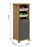 Armário Cozinha Com Fruteira Paraná 1 Porta 1 Prateleira 2 Cestos Arte Móveis Cinamomo-grafite - 2