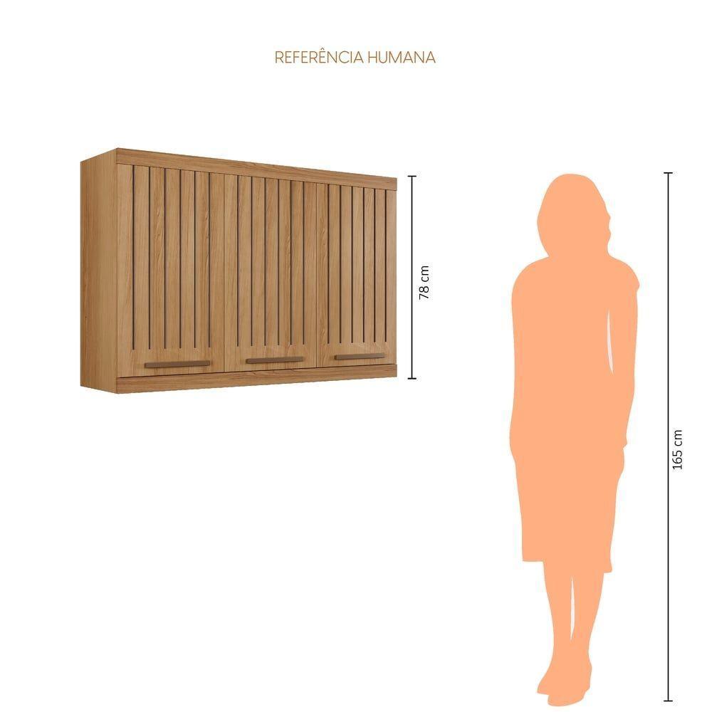 Armário Aéreo Talismã Ripado 3 Portas Arte Móveis Cinamomo - 8