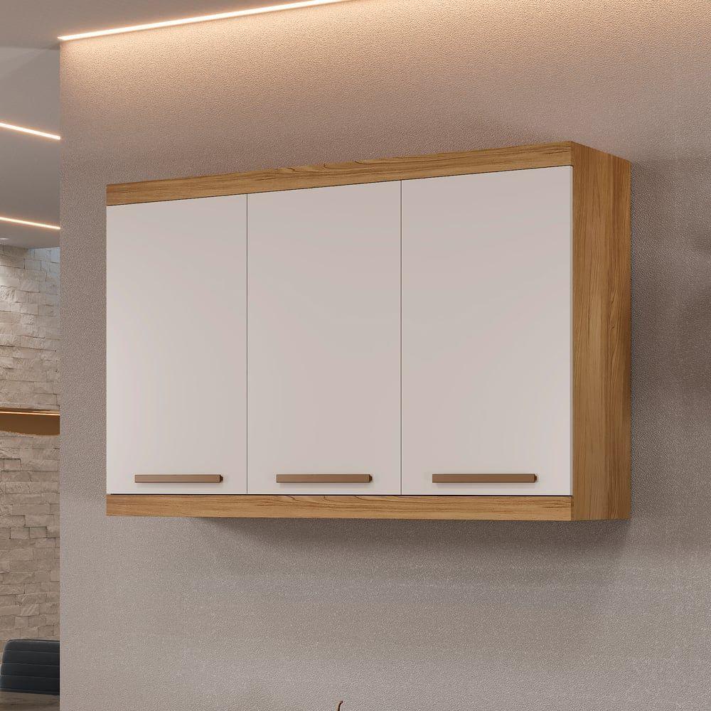 Armário Aéreo Talismã 3 Portas Arte Móveis Cinamomo-off White - 4