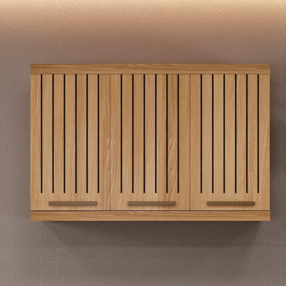 Armário Aéreo Talismã Ripado 3 Portas Arte Móveis Cinamomo - 3