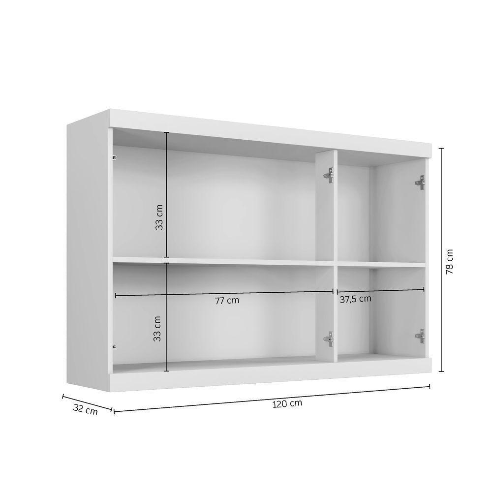 Armário Aéreo Talismã 3 Portas Arte Móveis Branco - 4