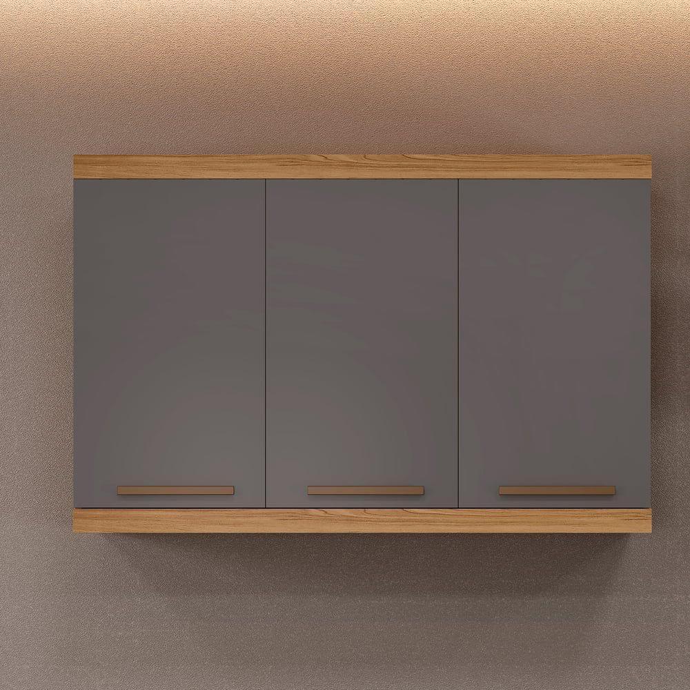 Armário Aéreo Talismã 3 Portas Arte Móveis Cinamomo-grafite - 3