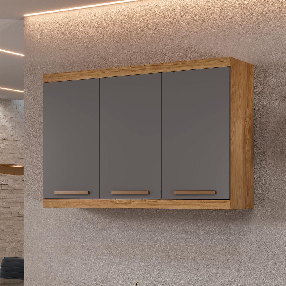 Armário Aéreo Talismã 3 Portas Arte Móveis Cinamomo-grafite - 5