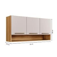 Armário Aéreo New 3 Portas Arte Móveis Cinamomo-off White