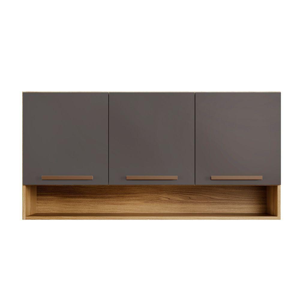 Armário Aéreo New 3 Portas Arte Móveis Cinamomo-grafite - 2