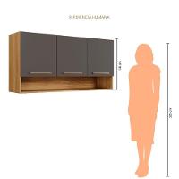 Armário Aéreo New 3 Portas Arte Móveis Cinamomo-grafite - 3