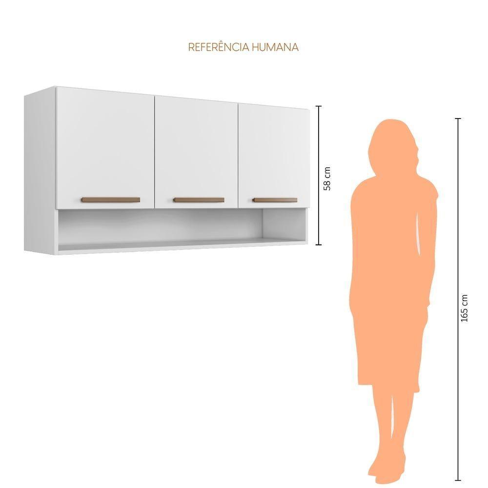Armário Aéreo New 3 Portas Arte Móveis Branco - 7