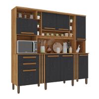 Armário De Cozinha Completo Acácia 8 Portas 2 Gavetas Salleto Cinamomo/preto - 1