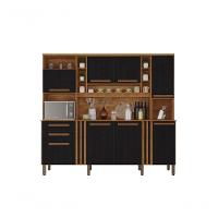 Armário De Cozinha Completo Acácia 8 Portas 2 Gavetas Salleto Cinamomo/preto - 2