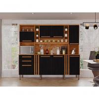 Armário De Cozinha Completo Acácia 8 Portas 2 Gavetas Salleto Cinamomo/preto - 4