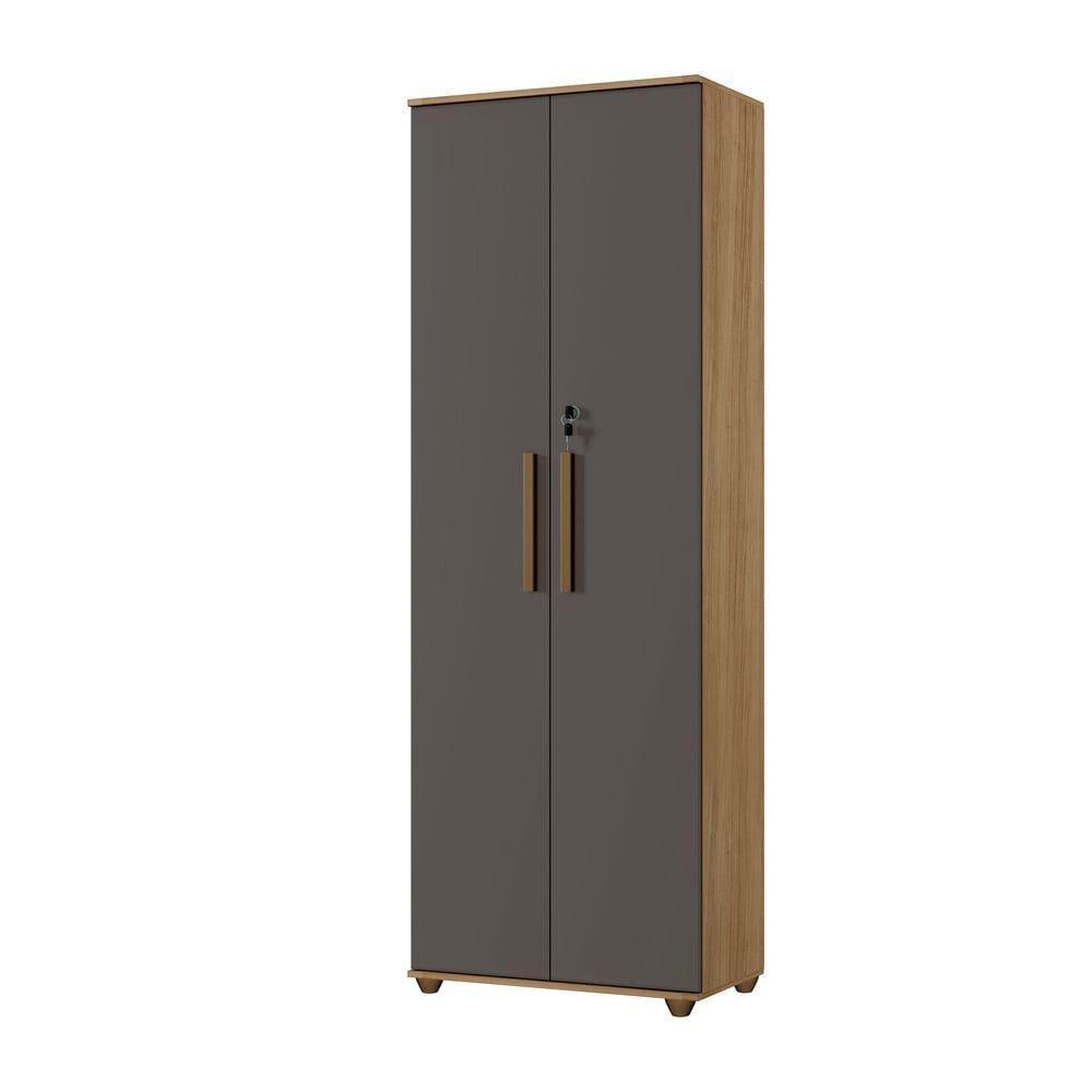 Armário Multiuso Bahia 2 Porta C- Chave 4 Prateleira Interna Arte Móveis Cinamomo-grafite - 1