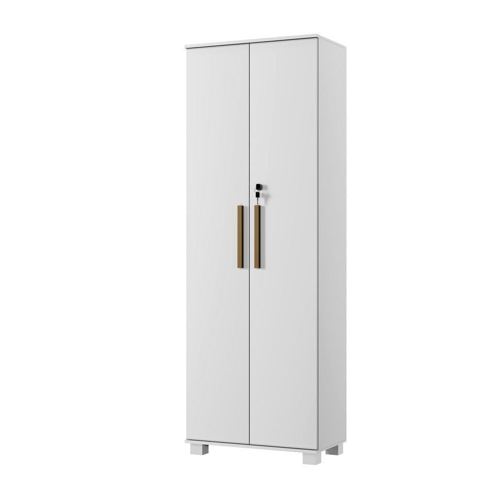 Armário Multiuso Bahia 2 Porta C- Chave 4 Prateleira Interna Arte Móveis Branco - 1