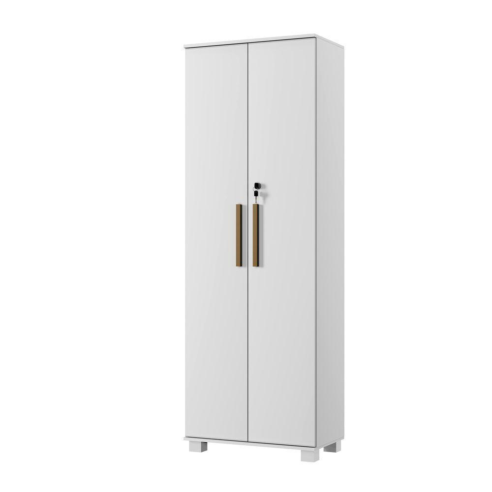 Armário Multiuso Bahia 2 Porta C- Chave 4 Prateleira Interna Arte Móveis Branco - 1