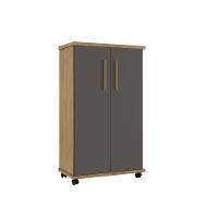 Armário Multiuso 2 Portas 4 Prateleiras Berlim Arte Móveis Cinamomo-grafite - 1