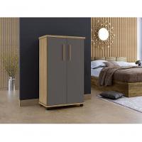 Armário Multiuso 2 Portas 4 Prateleiras Berlim Arte Móveis Cinamomo-grafite - 4