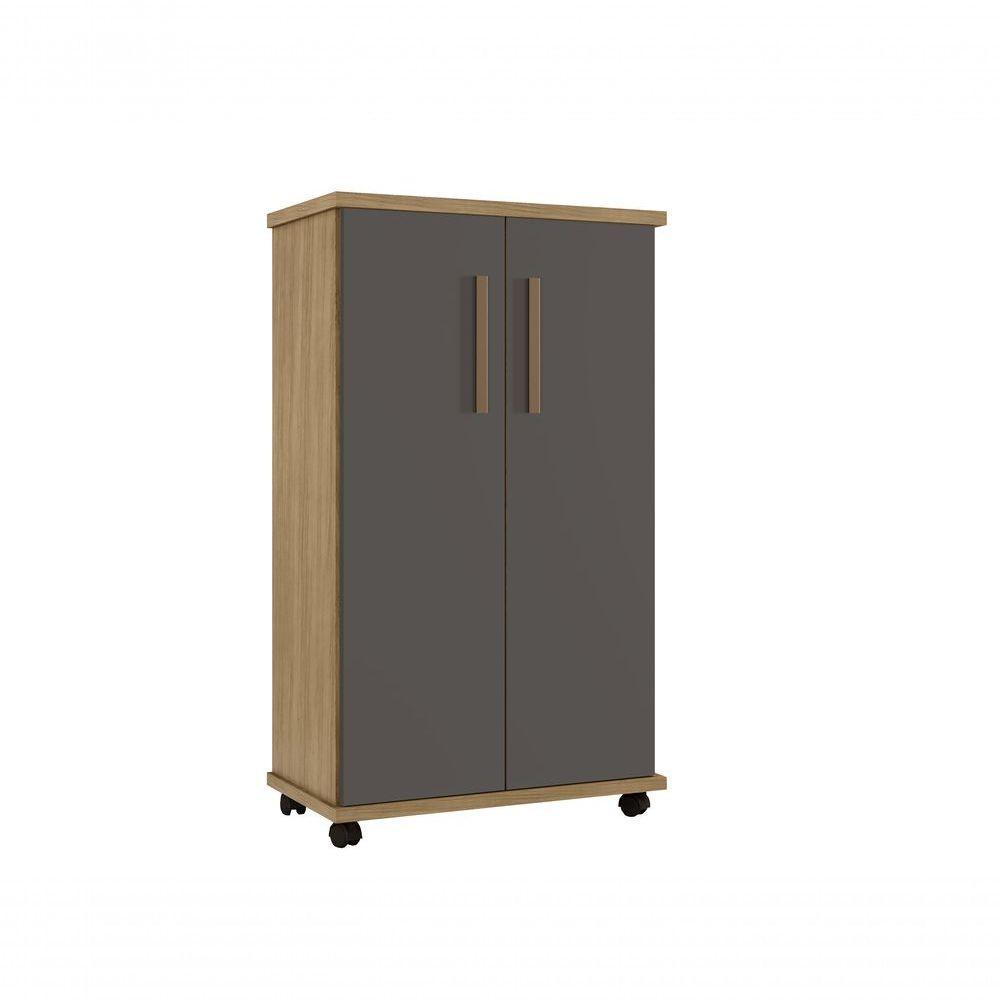 Armário Multiuso 2 Portas 4 Prateleiras Berlim Arte Móveis Cinamomo-grafite - 1