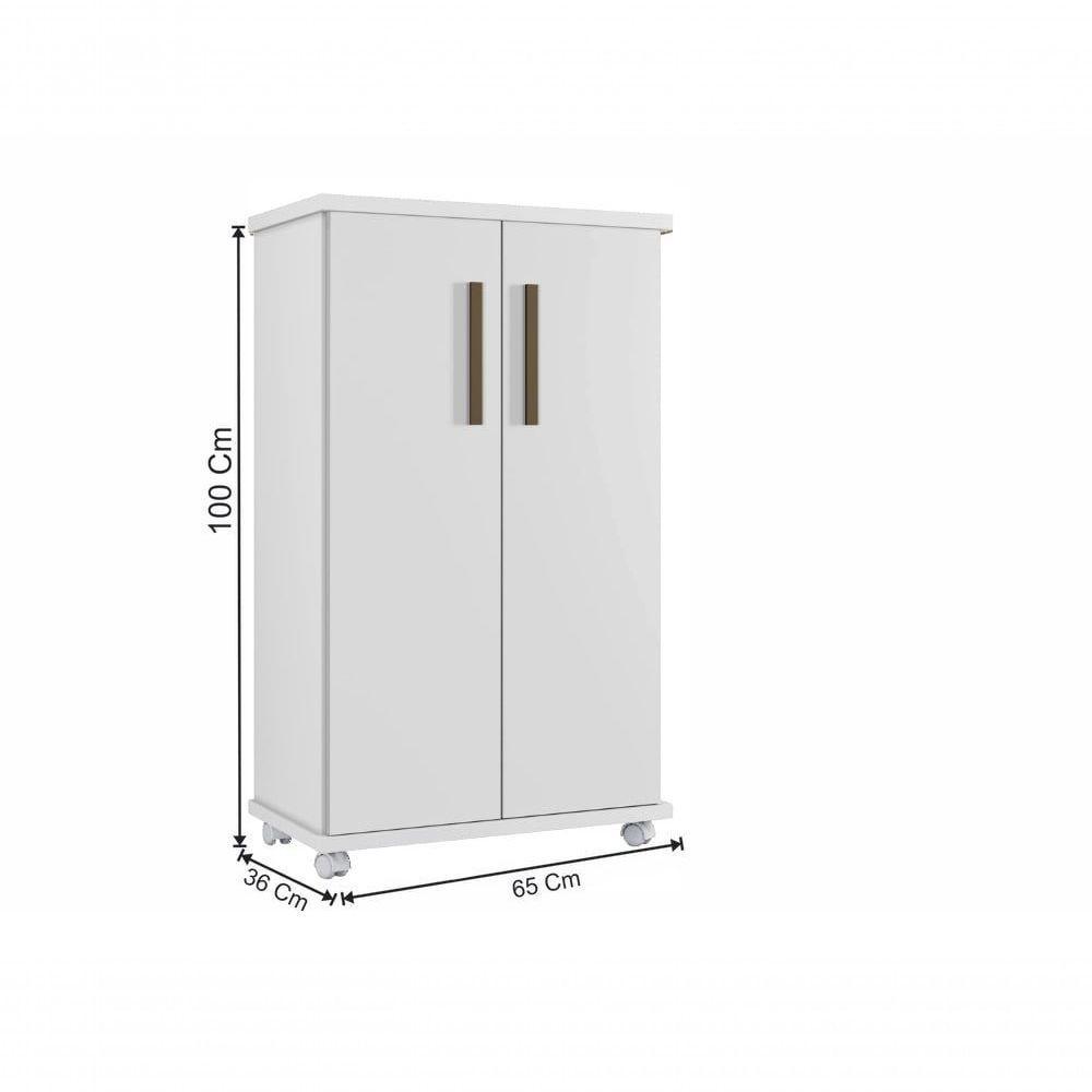 Armário Multiuso 2 Portas 4 Prateleiras Berlim Arte Móveis Branco - 2