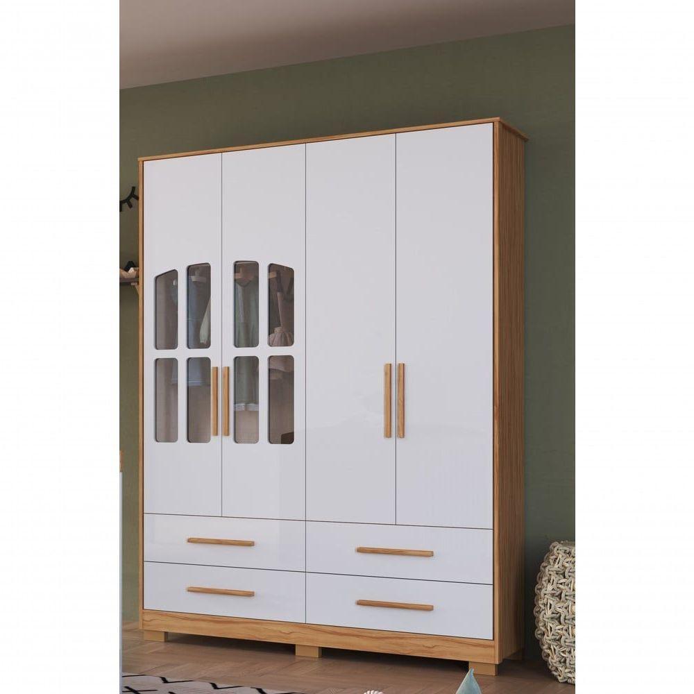 Armário Infantil 4 Portas Charlô - Móveis Peroba Amendoa-branco - 3