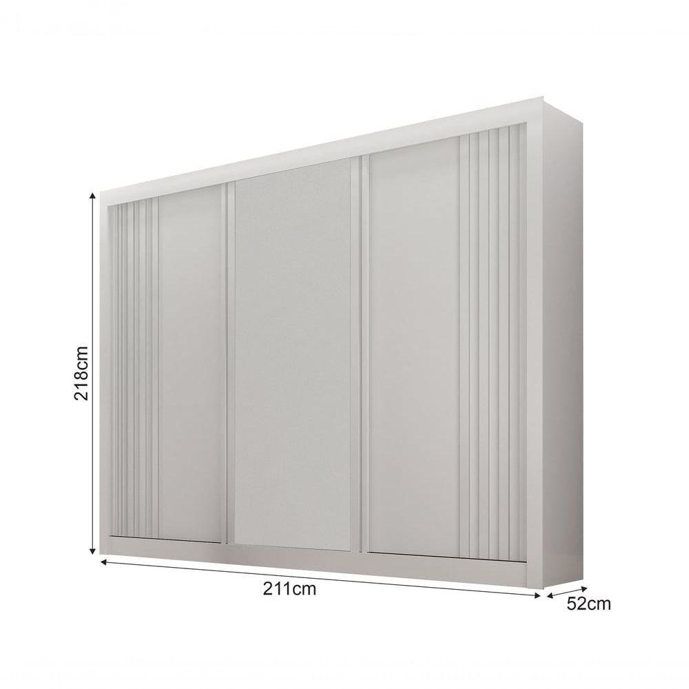Guarda-roupa Casal 100% Mdf 3 Portas 4 Gavetas Com 3 Espelhos Milano Leifer Móveis Branco - 2