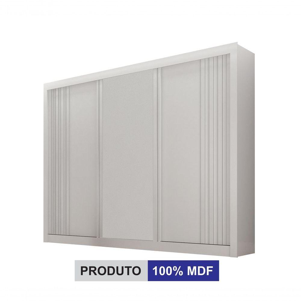 Guarda-roupa Casal 100% Mdf 3 Portas 4 Gavetas Com 3 Espelhos Milano Leifer Móveis Branco - 3