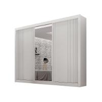 Guarda-roupa Casal 100% Mdf 3 Portas 4 Gavetas Com 3 Espelhos Milano Leifer Móveis Branco - 1