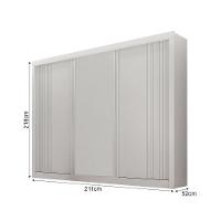 Guarda-roupa Casal 100% Mdf 3 Portas 4 Gavetas Com 3 Espelhos Milano Leifer Móveis Branco - 2