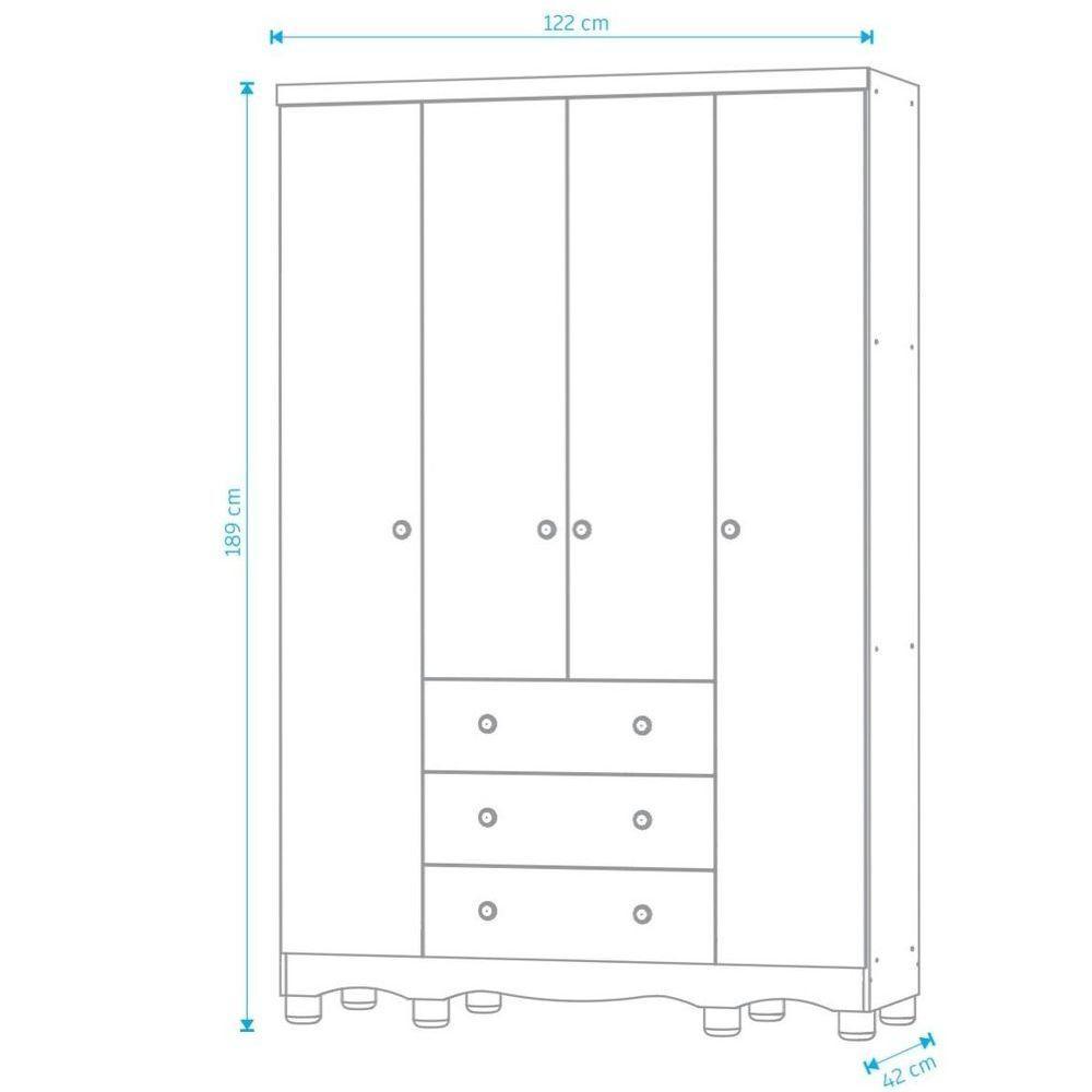 Armário Junior New 4 Portas - Moveis Peroba Branco Brilho-carvalho - 2