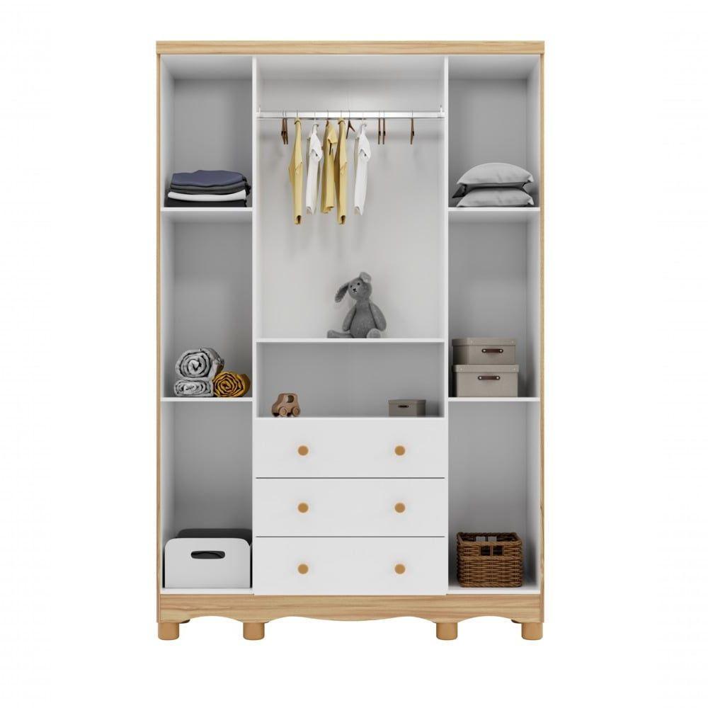 Armário Junior New 4 Portas - Moveis Peroba Branco Brilho-carvalho - 3