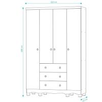 Armário Junior New 4 Portas - Moveis Peroba Branco Brilho-carvalho - 2