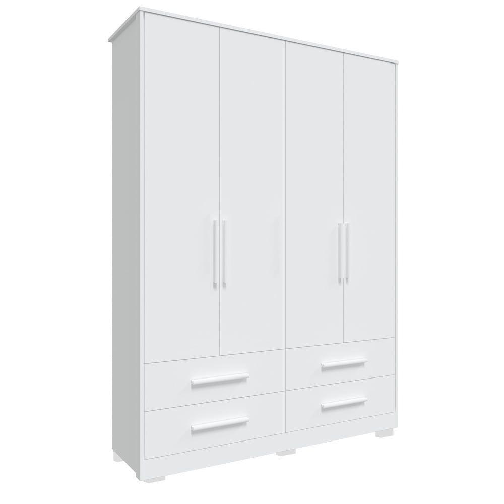 Armário Infantil 4 Portas Lisas Charlô - Móveis Peroba Branco Brilho - 1