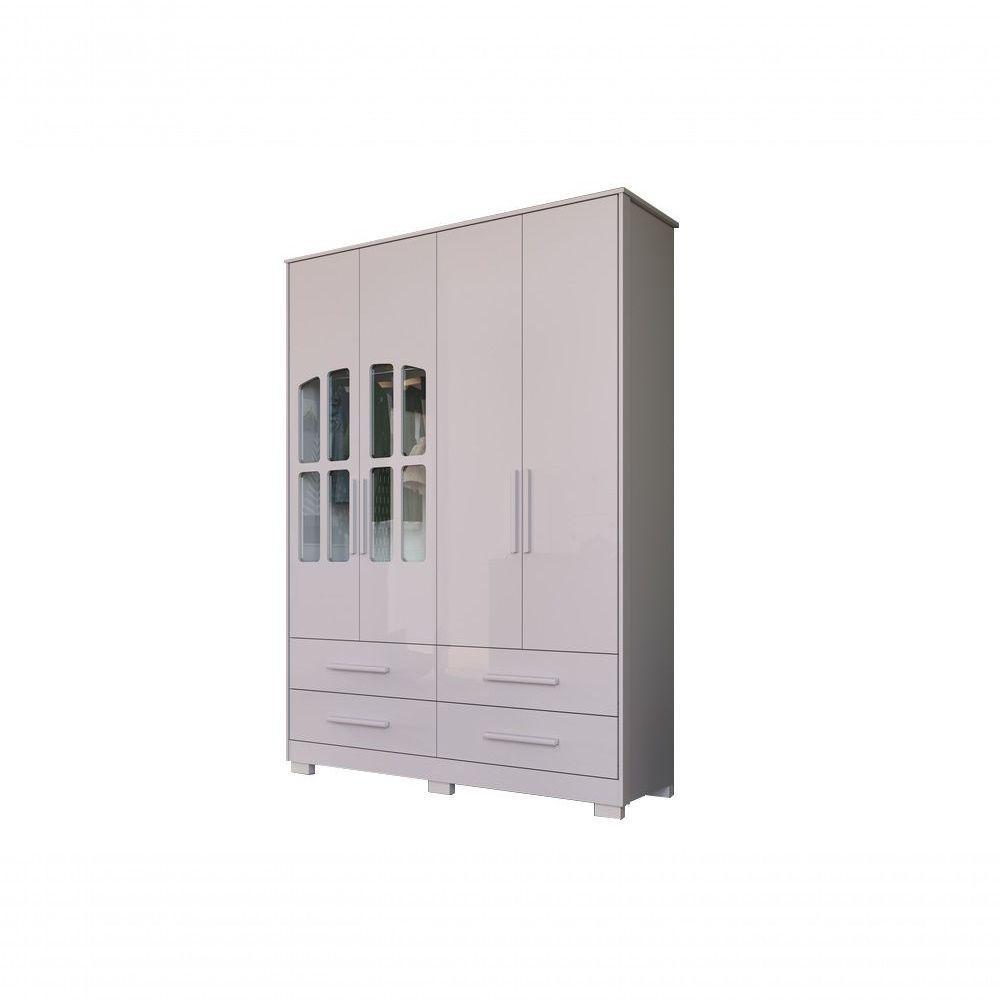 Armário Infantil 4 Portas Charlô - Móveis Peroba Branco Brilho - 1