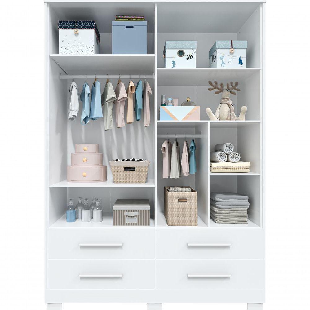 Armário Infantil 4 Portas Charlô - Móveis Peroba Branco Brilho - 3