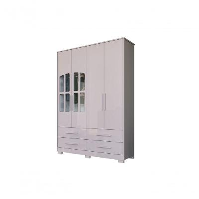 Armário Infantil 4 Portas Charlô - Móveis Peroba Branco Brilho