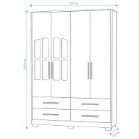 Armário Infantil 4 Portas Charlô - Móveis Peroba Branco Brilho - 4