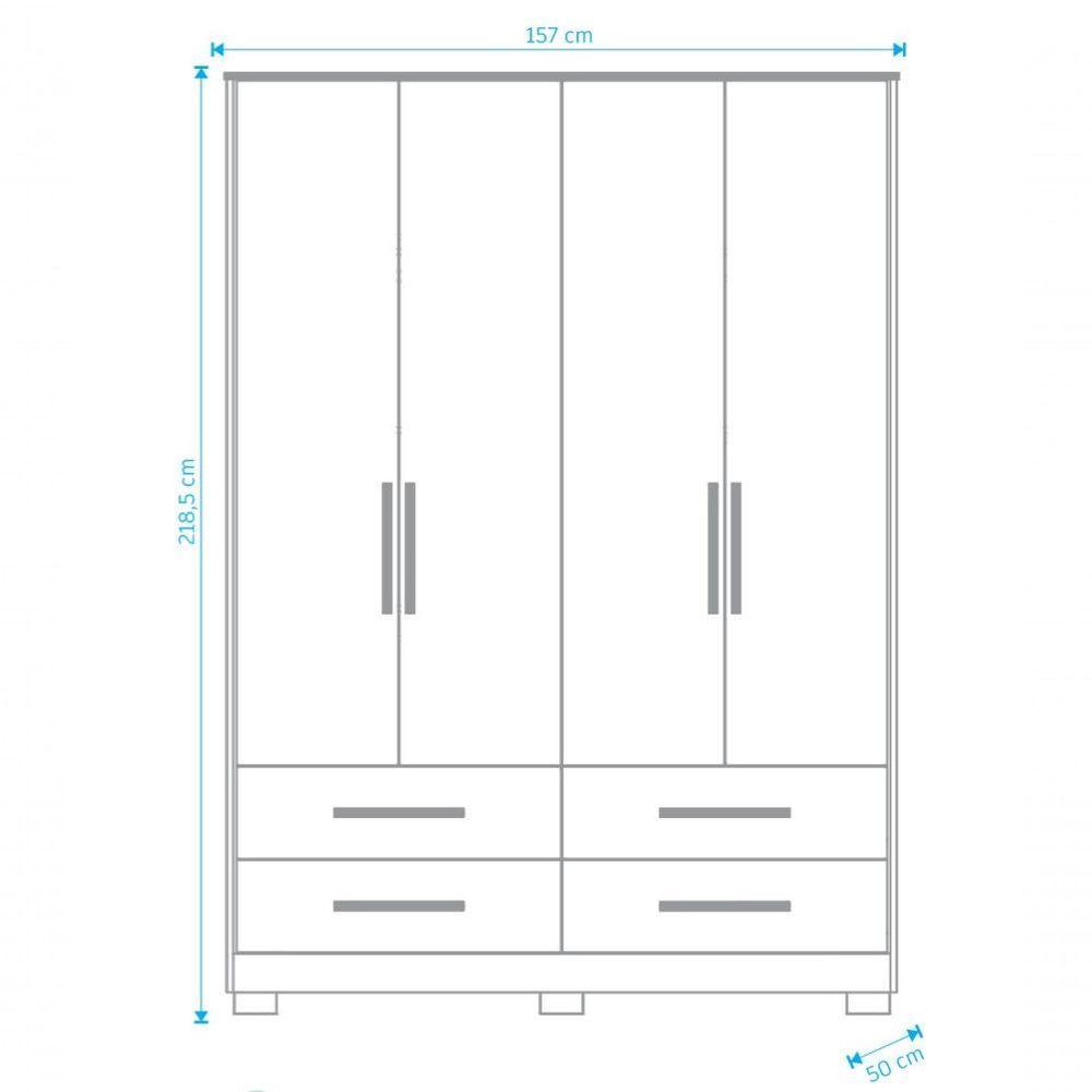Armário Infantil 4 Portas Lisas Charlô - Móveis Peroba Amendoa-branco - 2