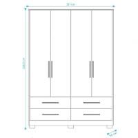 Armário Infantil 4 Portas Lisas Charlô - Móveis Peroba Amendoa-branco - 2