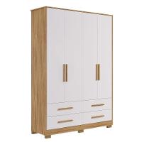 Armário Infantil 4 Portas Lisas Charlô - Móveis Peroba Amendoa-branco - 1