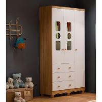 Armário Infantil 3 Portas 3 Gavetas Tedy - Moveis Peroba Amendoa-branco - 4