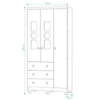 Armário Infantil 3 Portas 3 Gavetas Tedy - Moveis Peroba Amendoa-branco - 3