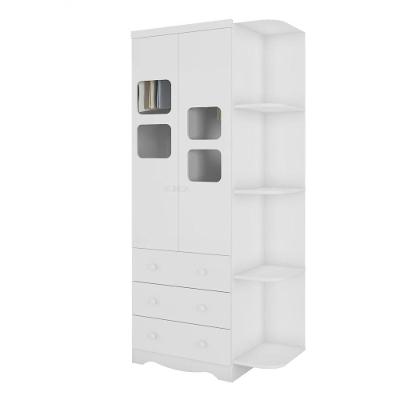 Armário Infantil 2 Portas 3 Gavetas Uli - Moveis Peroba Branco Brilho