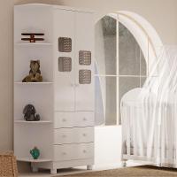 Armário Infantil 2 Portas 3 Gavetas Uli - Moveis Peroba Branco Brilho - 4