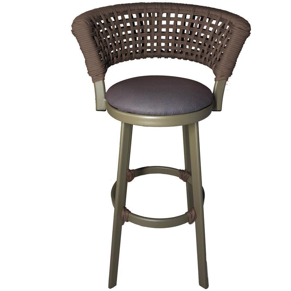 Banqueta Somália Em Alumínio E Corda Náutica Jardim, Varanda Marrom - 3