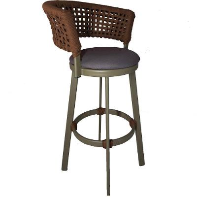 Banqueta Somália Em Alumínio E Corda Náutica Jardim, Varanda Marrom