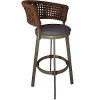 Banqueta Somália Em Alumínio E Corda Náutica Jardim, Varanda Marrom - 1