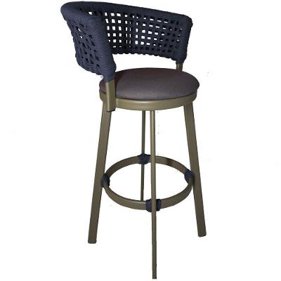 Banqueta Somália Em Alumínio E Corda Náutica Jardim, Varanda Azul Marinho