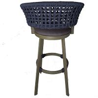 Banqueta Somália Em Alumínio E Corda Náutica Jardim, Varanda Azul Marinho - 2