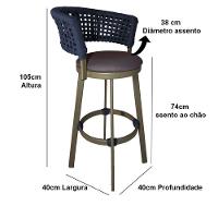 Banqueta Somália Em Alumínio E Corda Náutica Jardim, Varanda Azul Marinho - 5