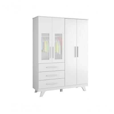 Armário Retrô 4 Portas - Moveis Peroba Branco Brilho